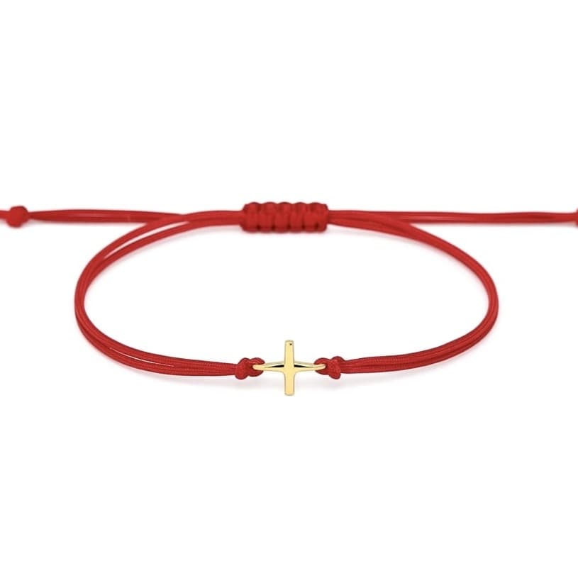 Гривна с червен конец и златно кръстче