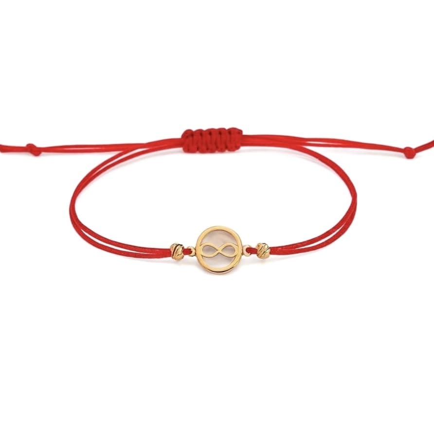 Гривна с червен конец със седеф и безкрайност