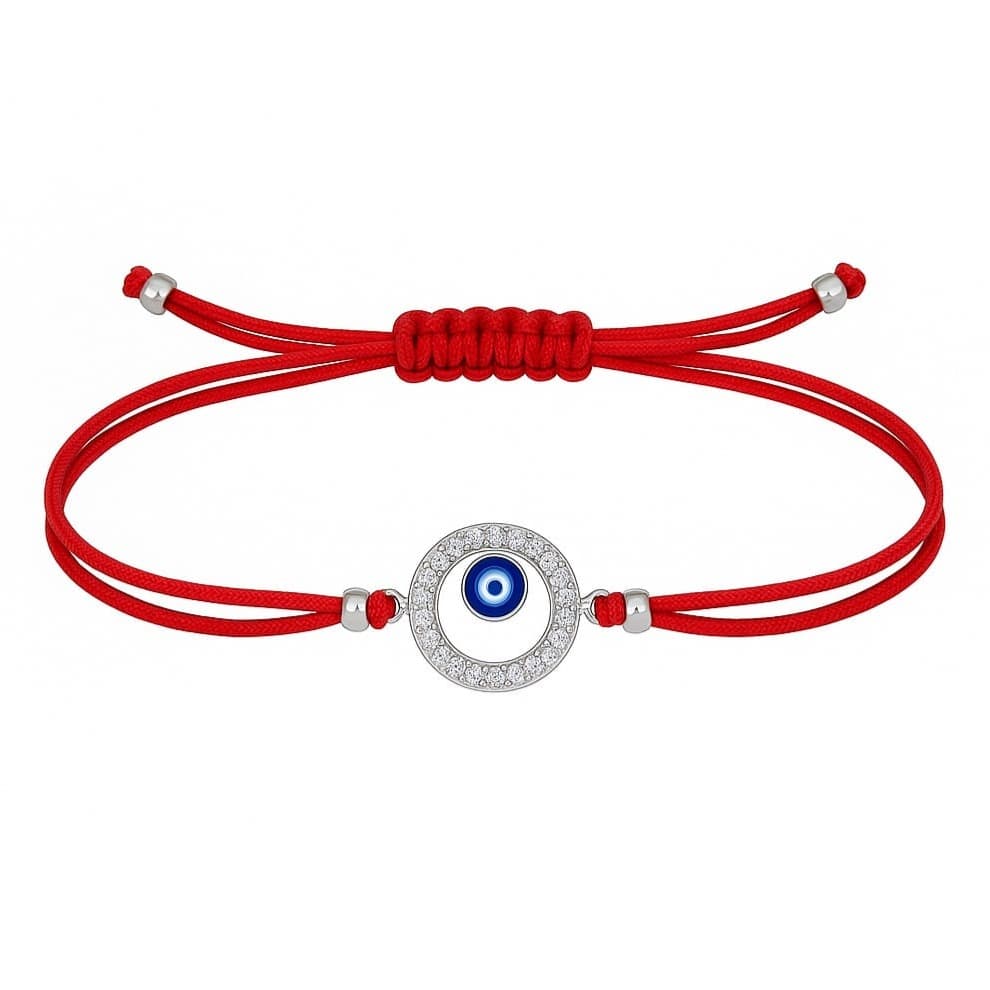 Гривна с червен конец и талисман "синьо око"