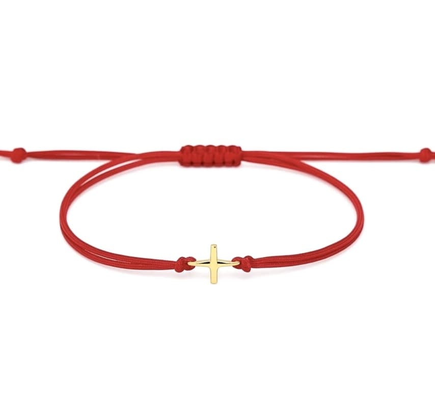 Гривна с червен конец и златно кръстче