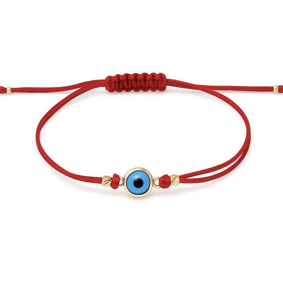 Гривна с червен конец и двустранно синьо око