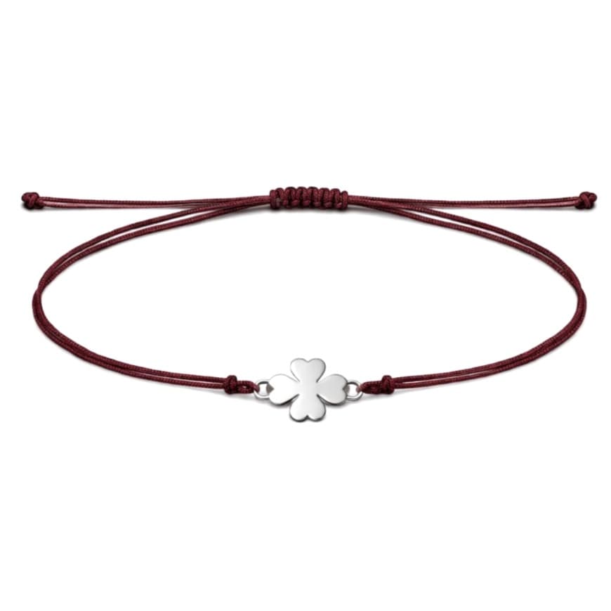 Гривна с конец цвят какао и детелина от бяло злато