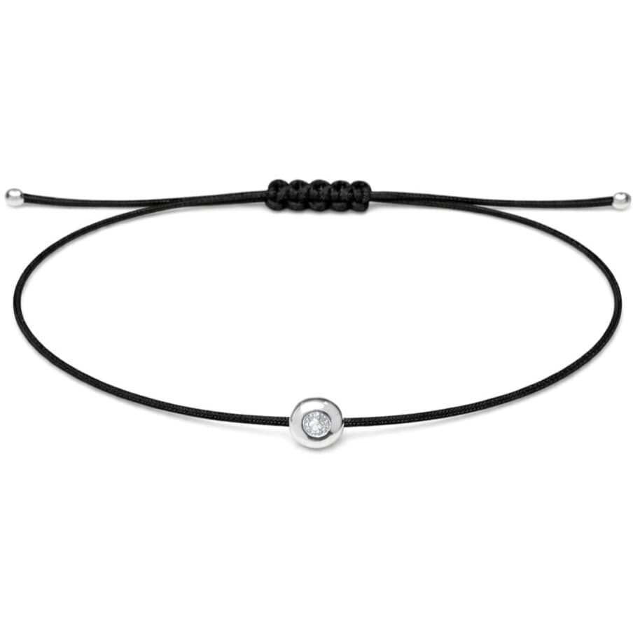Гривна с черен конец и бяло злато с диамант